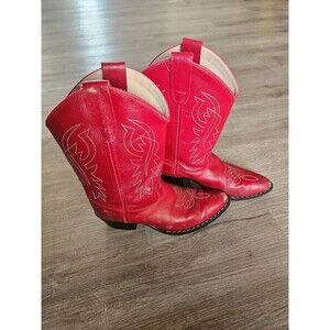 Red leather kids cowboy boots size 3-D Shyanne